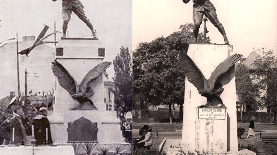 Monumentul Regimentului 9 Vanatori Regele Alexandru al Iugoslaviei soclul inlocuit cartierul cotroceni
